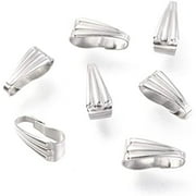 WEIYAN KJ 100pcs 304 Stainless Steel Snap on Bails 8.5x3.5 mm Metal Open Pinch Clips Bail for Pendant Charms Clasps Chain Connector for Neckalce Bracelet Jewelry DIY Craft Making