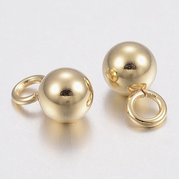 100pcs 304 Stainless Steel Sphere Round Ball Golden 6x3mm Hole: 2mm
