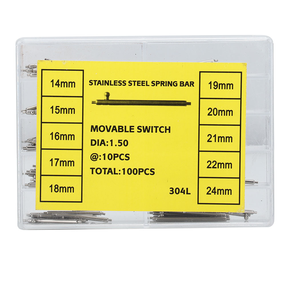 100pcs 304 Stainless Steel Spring Bar Pins Links for Watch Band Strap