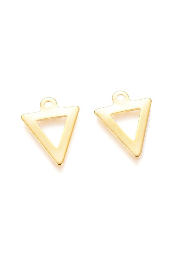 100pcs 304 Stainless Steel Triangle golden 12x9.5x0.5mm Hole: 1mm
