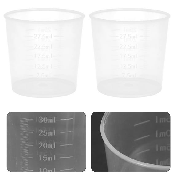 100pcs 30ml Plastic Graduated Cups Measuring Scale Cups Transparent Liquid Container for Mixing Paint Stain Epoxy Resin