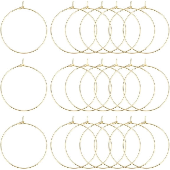 100pcs 30mm Wine Glass Charms Rings Golden Stainless Steel Beading Hoop Earring Dangle Hoop Earrings Making Wedding Birthday Party Festival Favor