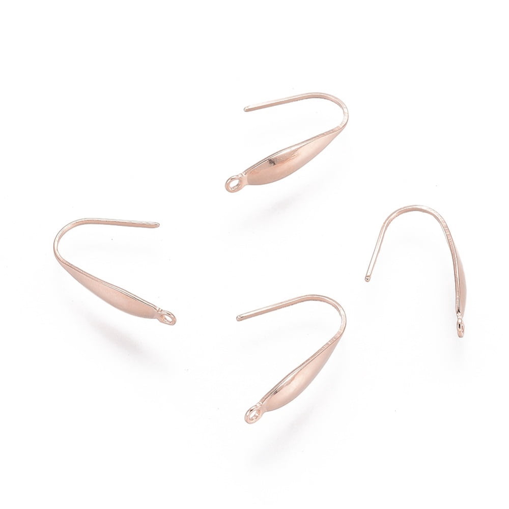 100pcs 316 Surgical Stainless Steel Earring Hooks Ear Wire with Vertical Loop Rose Gold 20x4.5x1mm Hole: 1.2mm 20 Gauge Pin: 0.8mm for making