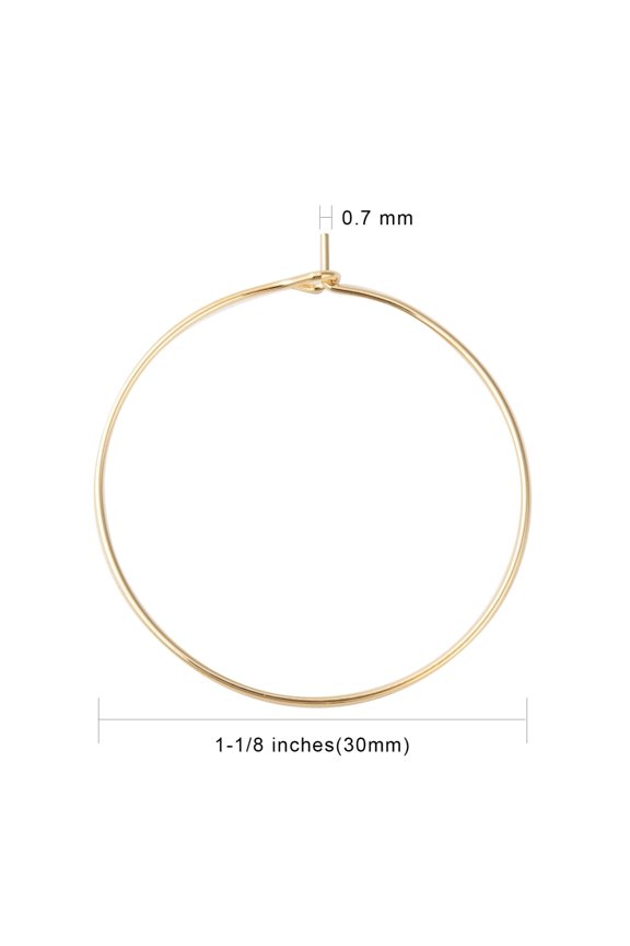 100pcs 316 Surgical Stainless Steel Wine Glass Charms Rings Hoop Earring Findings DIY Material for Basketball Wives Hoop Earrings Real 18k golden Plated 35x30x0.7mm 21 Gauge