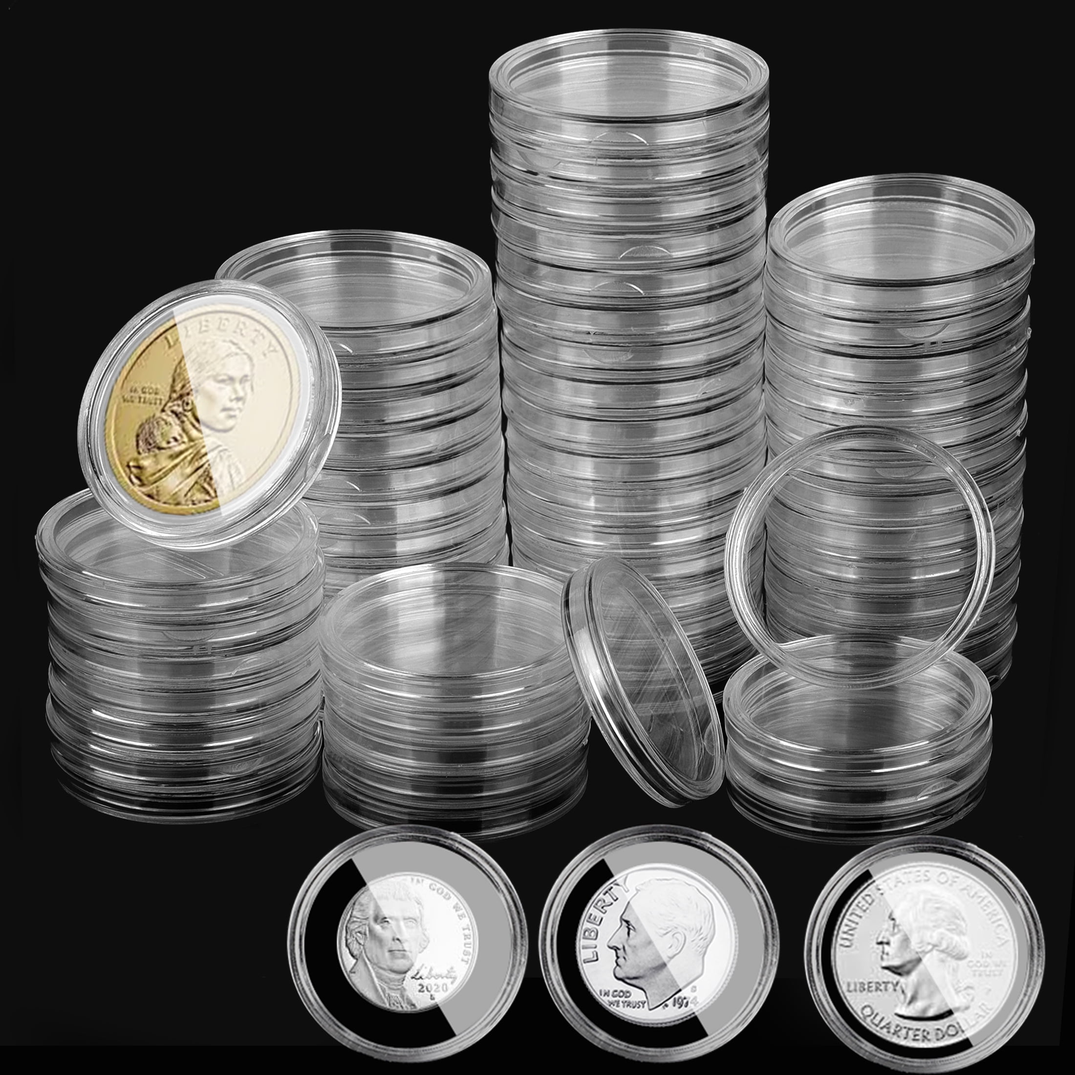 EEEkit 100pcs 31mm Coin Holder Capsules, Plastic Coin Cases for