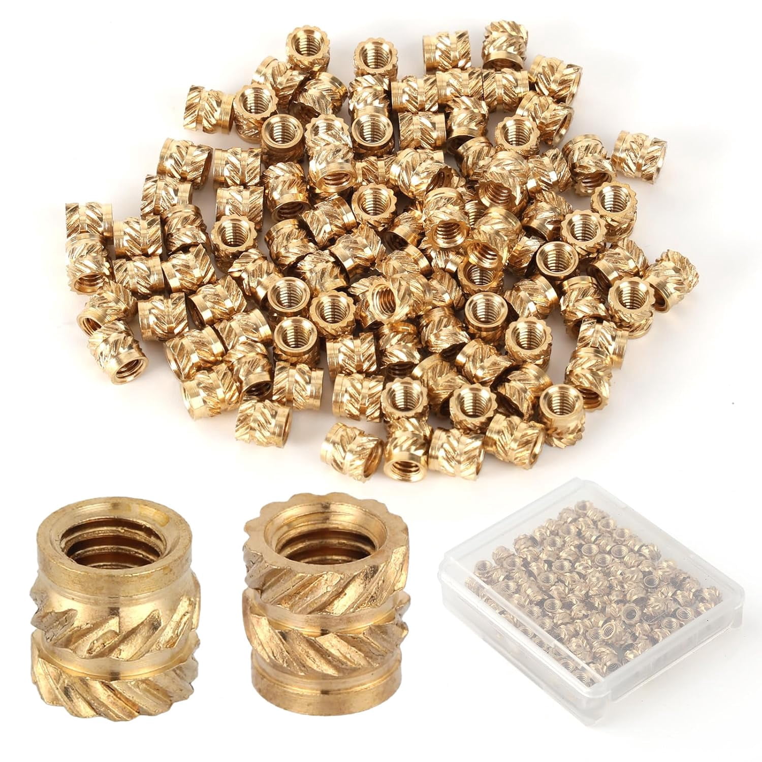 100pcs 3D Printing Brass Nuts, M4x6x6mm M4 Threaded Insert Knurled Nuts ...