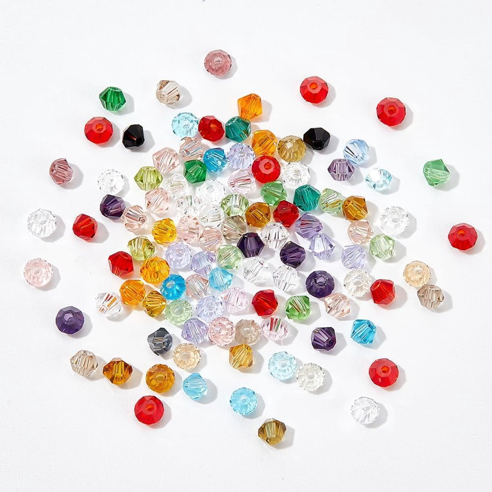 100 Pcs Rainbow Crackle Acrylic Beads - Large 5mm Hole Spacers For Jewelry Making & Crafts