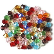100pcs 3mm 16 Faceted Glass Bicone Beads Random Color Imitation Austrian Crystal Beads Grade AAA Space Beads Craft Beads for DIY Charms Bracelet Jewelry Making Hole 0.7-0.9mm