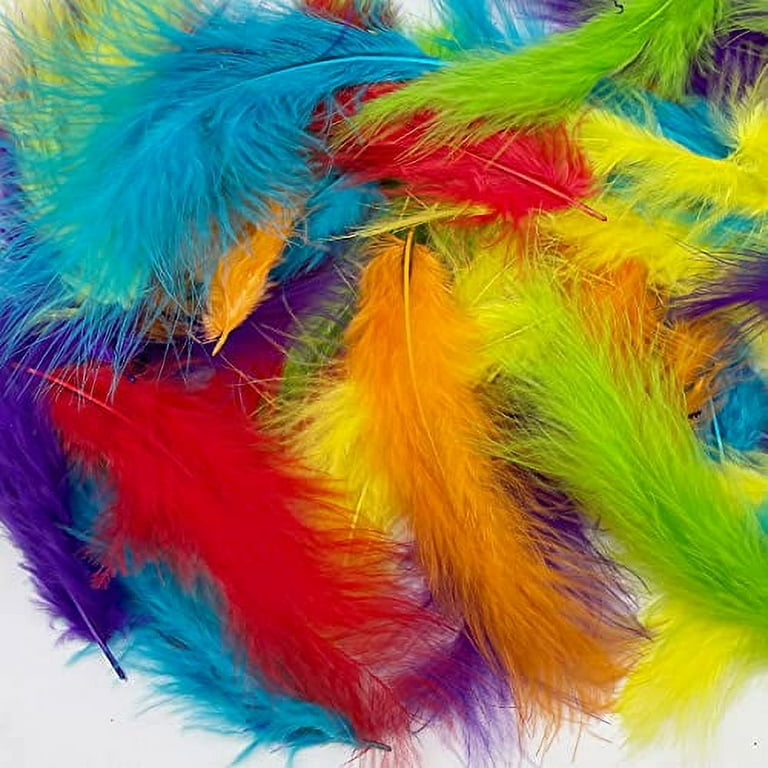 100pcs 4-6 Inches Colorful Real Fluffy Turkey Marabou Feathers for Crafts  Dreamcatcher Fringe Trim Colored Feathers Fly Tying Material (Assorted