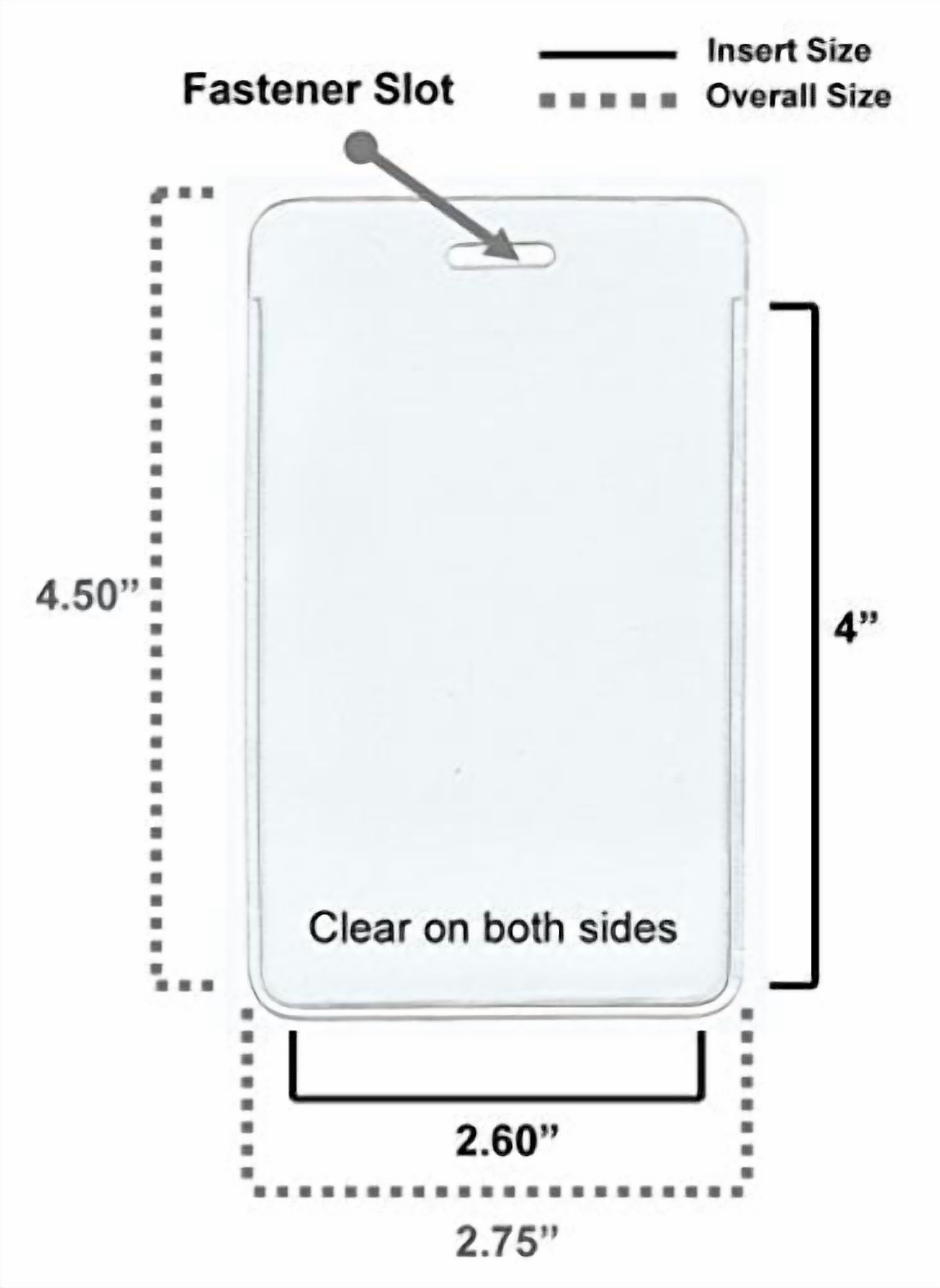 100pcs - 4" X 2.6" Vertical Clear Vinyl ID Badge Holder Name Badges
