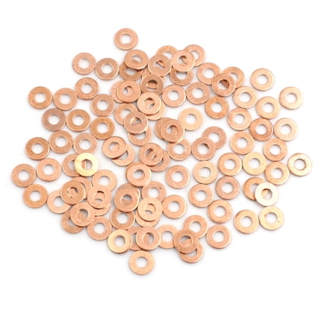 100pcs 4mm Inner Diameter Copper Washers Flat Sealing Gasket Rings for Car