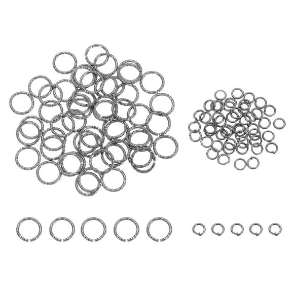 100pcs 4mm Open Jump Rings and 10mm Embossed Jump Ring Kit, Closed O Rings Connector for Bracelet Necklace Pendant Jewelry Keychain DIY Craft Making, Gun Black, 0.8mm Thick