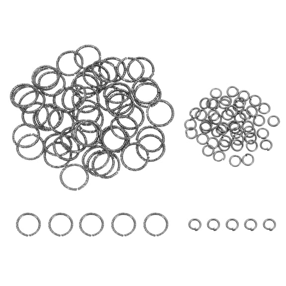 100pcs 4mm Open Jump Rings and 12mm Embossed Jump Ring Kit, Closed O Rings Connector for Bracelet Necklace Pendant Jewelry Keychain DIY Craft Making, Gun Black, 0.8mm Thick