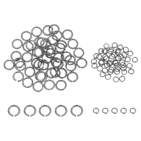 100pcs 4mm Open Jump Rings and 8mm Embossed Jump Ring Kit, Closed O Rings Connector for Bracelet Necklace Pendant Jewelry Keychain DIY Craft Making, Gun Black, 0.8mm Thick