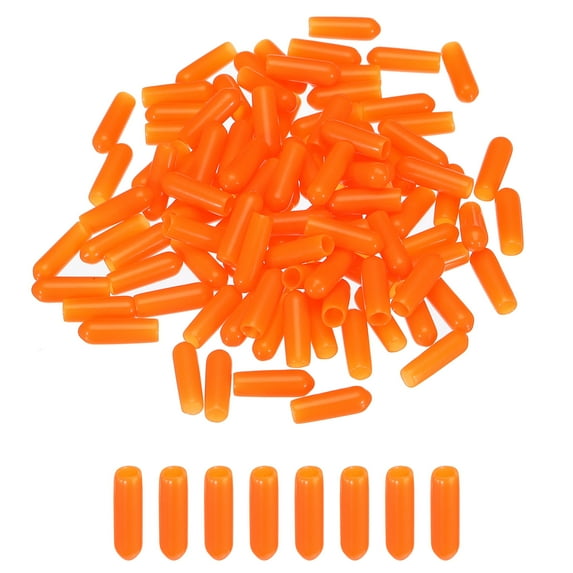 100pcs 4mm Rubber End Caps Cover Vinyl Screw Thread Protector Round Wire Shelf Caps, Orange