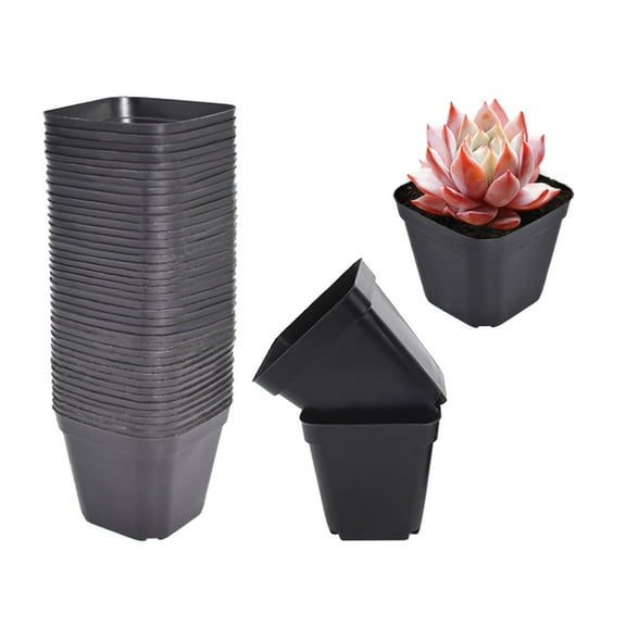 100pcs 4x4 inch Square Plastic Seedling Pots Nursery Pots Flowerpots Fit for Seedlings Seeds Starting Plants Cuttings