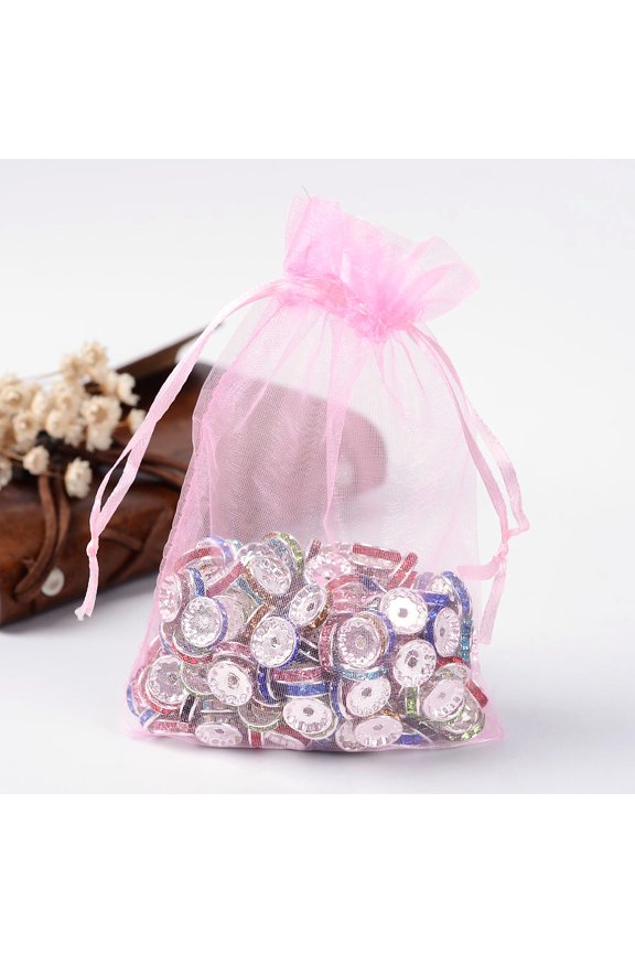 100pcs 4x6 Inches Pink Organza Gift Bags with Drawstring Candy Bags Wedding Favors Bag Jewelry Pouches
