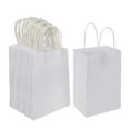 thumbnail image 1 of 100pcs 5.25x3.25x8.25 Inch Small Plain Natural Paper Gift Bags with Handles Bulk, Kraft Bags for Birthday Party Favors Grocery Retail Shopping Business Goody Craft Bags Cub (White 100 Count), 1 of 7