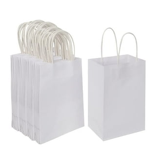Road 5.25 x 3.25 x 8 Inches 100pcs Black Kraft Paper Bags with Handle,  Shopping Bag, Retail bag, Craft Bag, Merchandise Bag, Party Bag