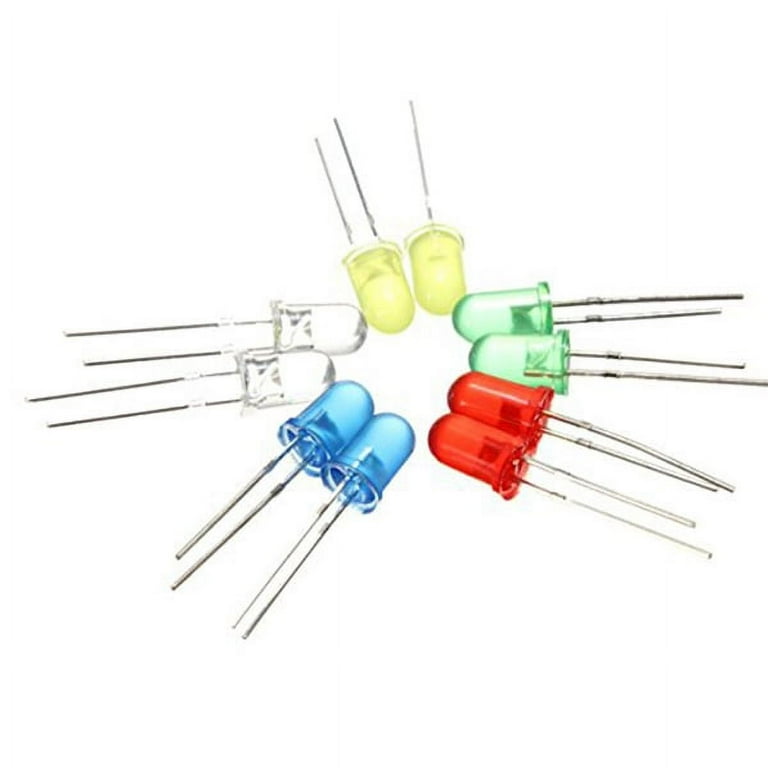 PINXOR 100pcs 5 Colors 5mm Round Superbright Emitting Diode LED Lights