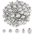 thumbnail image 1 of 100pcs 5 Sizes 3-8mm Oval & Round Spacer Beads Stainless Steel Loose Beads Corrugated Bead Findings for DIY Jewelry Making Stainless Steel Color, 1 of 6