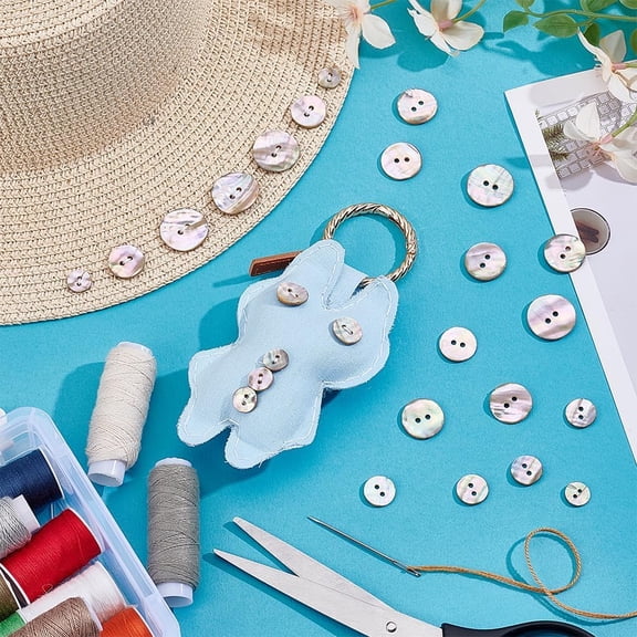 100pcs 5 Sizes Round Shell Buttons 10/12/15/18/20mm Natural Shell Buttons 2-Hole Sewing Buttons Craft Seashell Buttons for Cloth Coats Suits Jacket Blazers Jeans Skirts Sewing Crafting