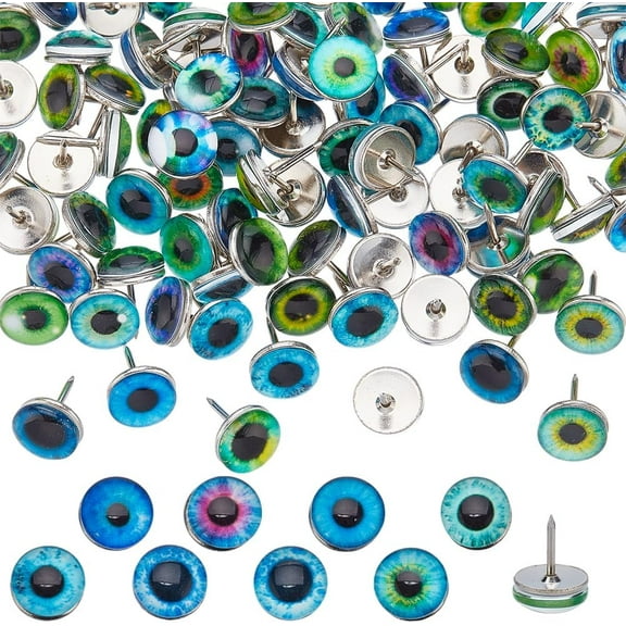 100pcs 50 Styles Thumb Tacks Eyeball Push Pins Mini Decorative Thumbtacks Dragon Cat Owl Bird Eye Wall Pins for Map Corkboard Bulletin Board Calendar Photo Office