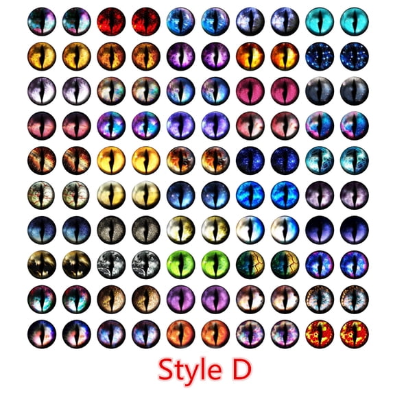 100pcs 50 pairs Dragon Eyes Cat Eye Toys Hot Sale 6mm 8mm 10mm 12mm Handmade Photo Glass Cabochons DIY Making Accessories Style D 10mm 100pcs