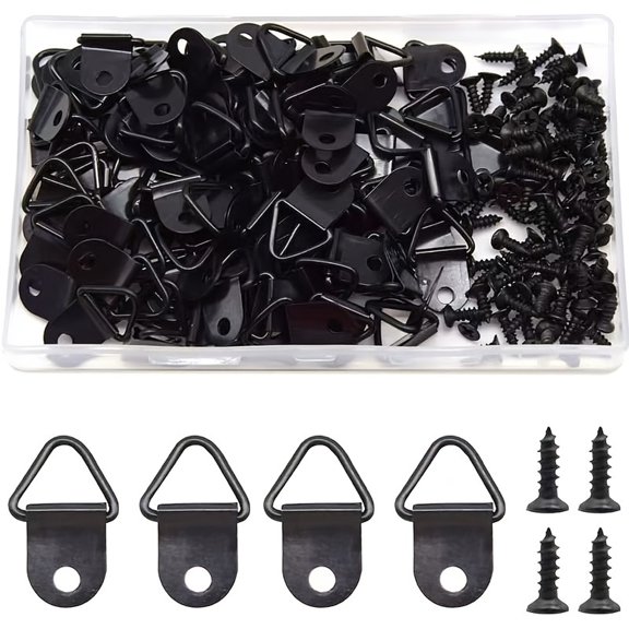 100pcs/50set Picture Hooks, Triangle Ring Picture Hangers with Screws, DIY Picture Frame Hooks