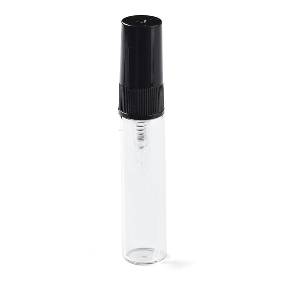 100pcs 5ml Mini Refillable Glass Spray Bottles with Plastic Fine Mist Sprayer & Dust Cap for Perfume Essential Oil Clear 7.65x1.4cm Capacity: 5ml(0.17 fl. oz)
