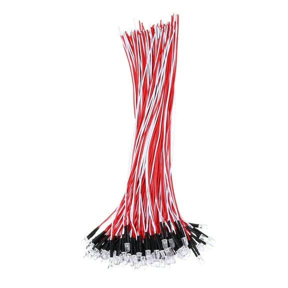 100pcs 5mm LED Diode Lights, Pink Light DC 12V Pre-Wired Small Emitting LED Light High Brightness