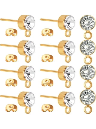 Beebeecraft 100PCS 24K Gold Plated Earring Studs Earring Posts Ball Stud  Earrings with Loop with 100Pcs Butterfly Ear Back for DIY Jewelry Dangle  Earring Making(15x7mm) 24K Ball Studs