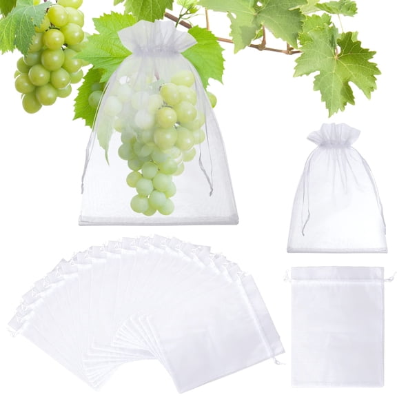 100pcs 6.7x9Inch Fruit Protection Bags,Mesh Fruit Netting Bag for Fruit Trees,Fruit Cover Net Bags with Drawstring for Grape Mango Tomato Peach Berry Protect from Insect Birds Squirrels