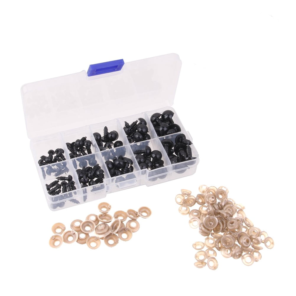 100pcs 6 8 9 10 12mm Mini Black Plastic Safety Eyes with Washers for