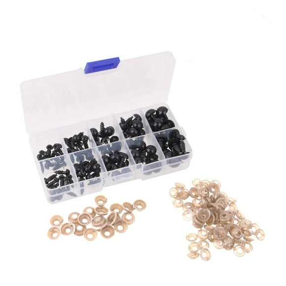 100pcs 6 8 9 10 12mm Mini Black Plastic Safety Eyes with Washers for Dolls Stuffed Animals Toys Accessories