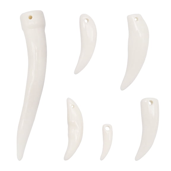 30pcs - 6 Styles Mix Resin Animal Fangs Charm Wolf Teeth Pendant For DIY Crafts Making Personality Decor