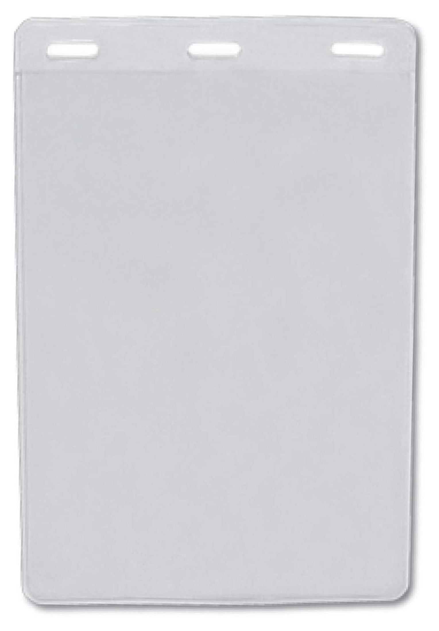 100pcs - 6" X 4" Vertical 3 Fastener Slots Clear Vinyl Ticket Holder Name Badges - fit Insert 6" H x 4" W, Transparent Clear Holder