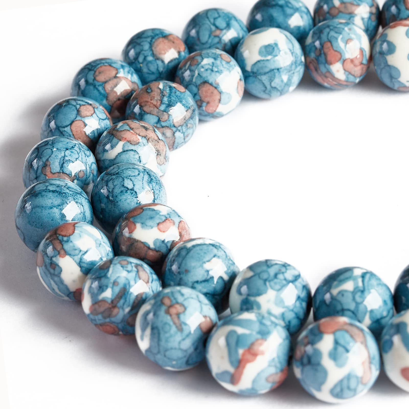 100pcs 6mm Blue Rain Flower Beads Natural Gemstone Beads Round Loose