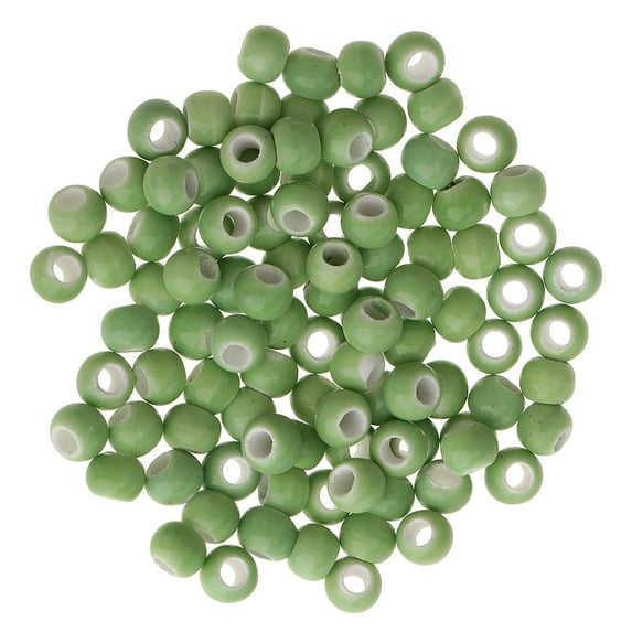 100pcs 6mm Ceramic Loose Beads for Making Green