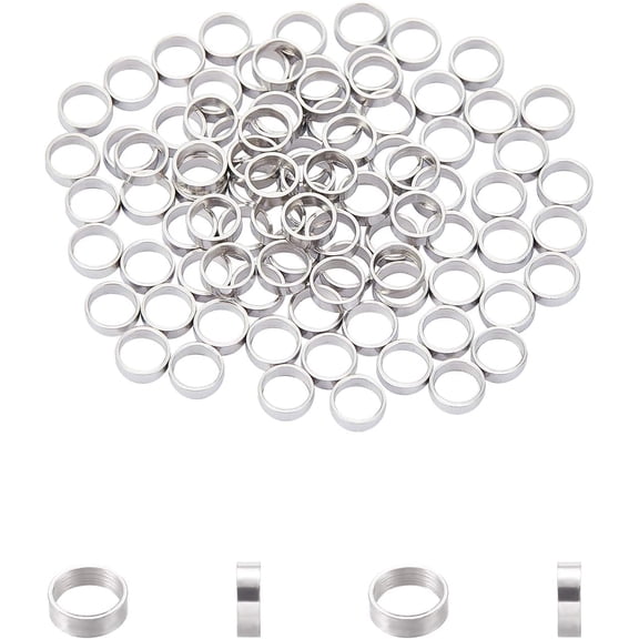 100pcs 6mm Ring Spacer Beads Stainless Steel Loose Beads 5mm Hole Bead Finding Metal Bead