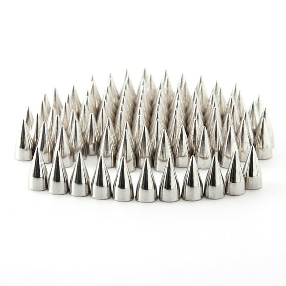 100pcs 7*9mm Metal Cone Spikes Screwback Studs DIY Leather Craft Punk Style Rivets (Silver)