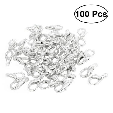 100pcs 7x12mm Curved Lobster Clasps Lobster Claw Clasps DIY Jewelry Fastener Hook Necklace DIY Fasteners (Silver)