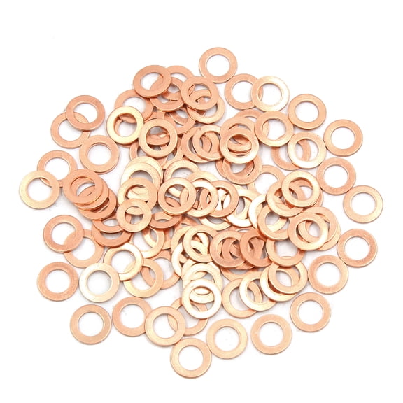 100pcs 8mm Inner Diameter Copper Washers Flat Sealing Gasket Rings for Cars