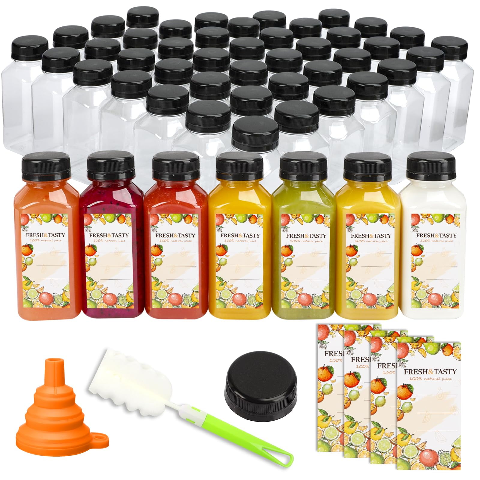 Container For Juice 100pcs 8oz Empty Plastic Juice Bottles with Caps, Reusable Clear Bulk ...