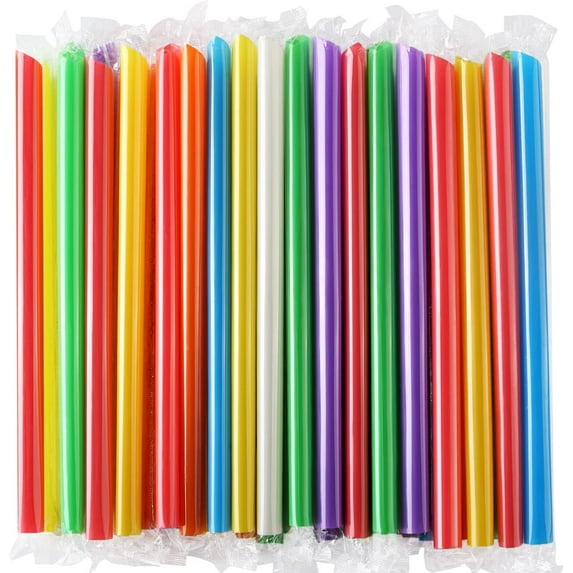 100pcs 9.45" Big Milkshake Straws Bubble Boba Milk Tea Plastic Thick Straws Smoothie Cold Drinking Drinkware Bar Accessories
