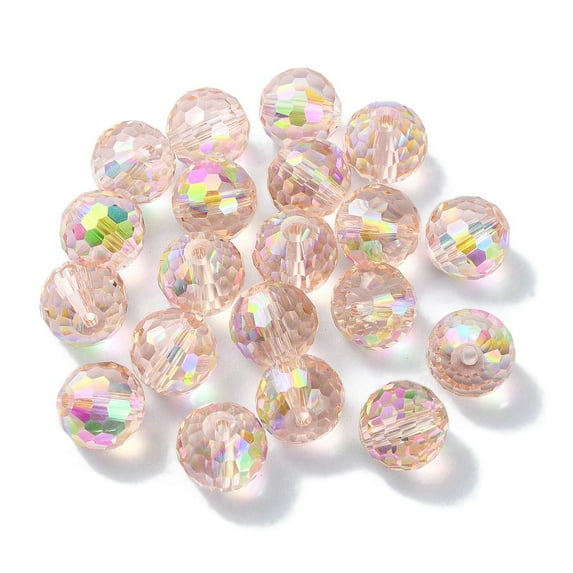 100pcs AB color Plated Glass Beads Faceted Round Thistle 10x9mm Hole: 1.5mm