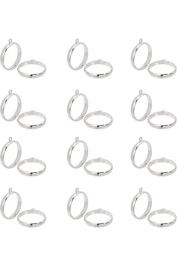 100pcs Adjustable Brass Blank Ring Base with Loop for DIY Crafts Jewelry Makings