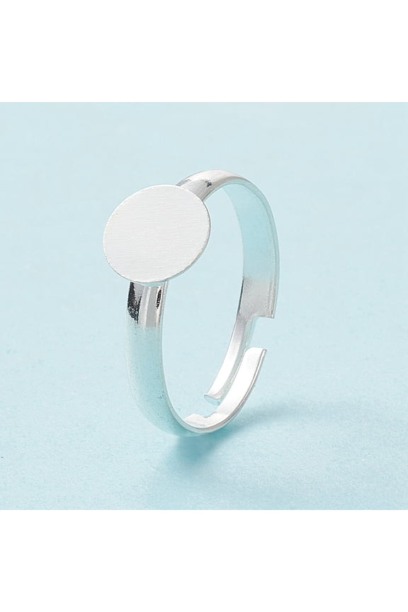 100pcs Adjustable Brass Ring Components Pad Ring Bases Cadmium Free & Nickel Free & Lead Free Silver color 17mm