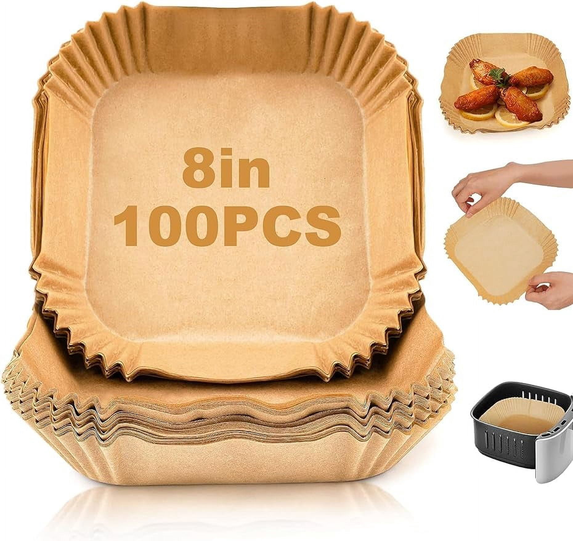 100 PCS Air Fryer Paper Liners - Non-Stick Parchment Rounds For 5-8 QT Baskets, Oil Resistant, Disposable