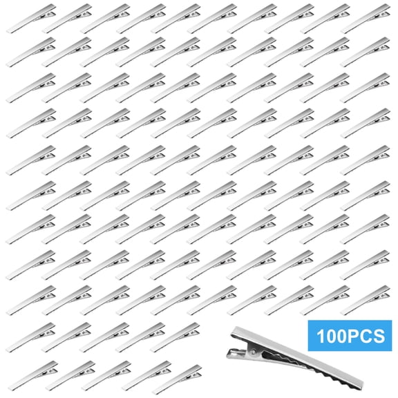 100pcs Alligator Hair Clips, DISEN Silver Metal Hair Sectioning Clips for Women Girls, Duck Bill Clips for Styling, 1.8''